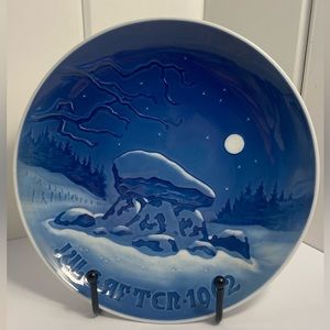 1962 Danish Winter Blue PLATE Bing & Grondah Denmark Decorative Holiday MCM Vtg